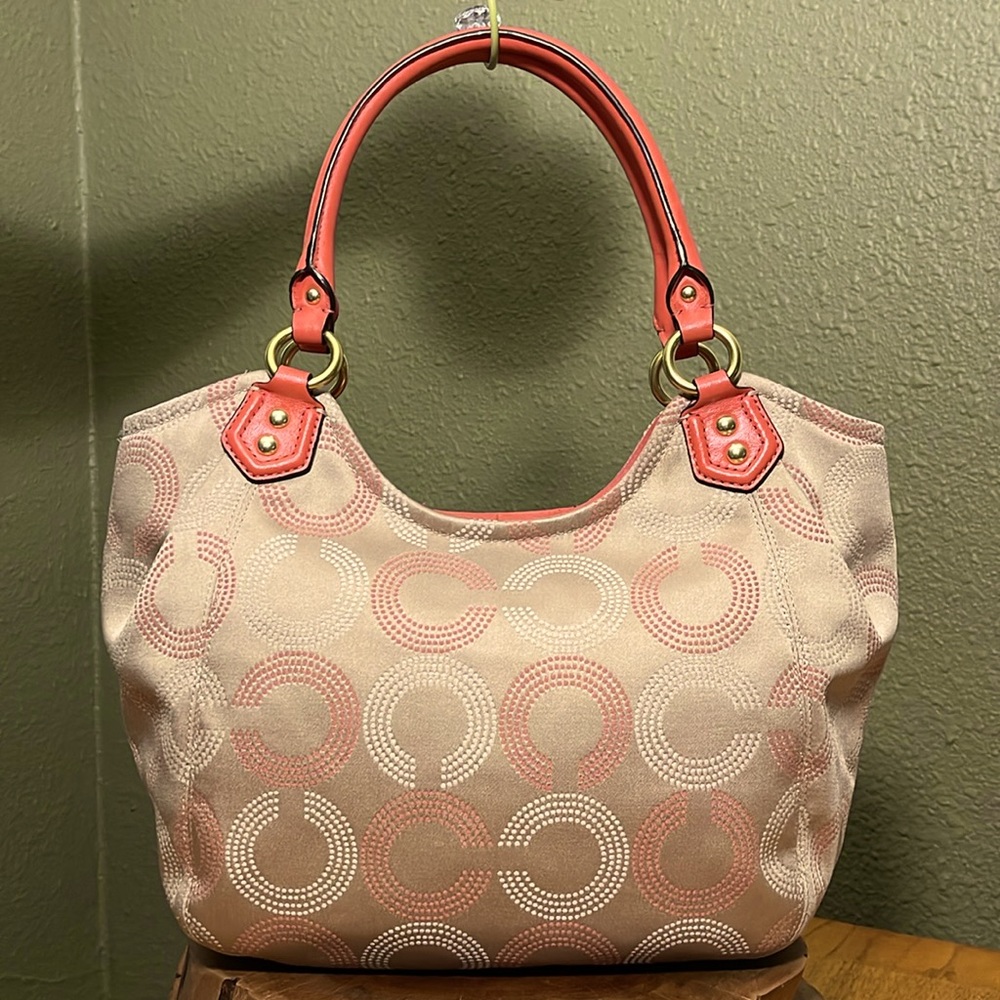 HTF COACH ASHLEY DOTTED OP ART SHOULDER TOTE - Picture 3 of 16